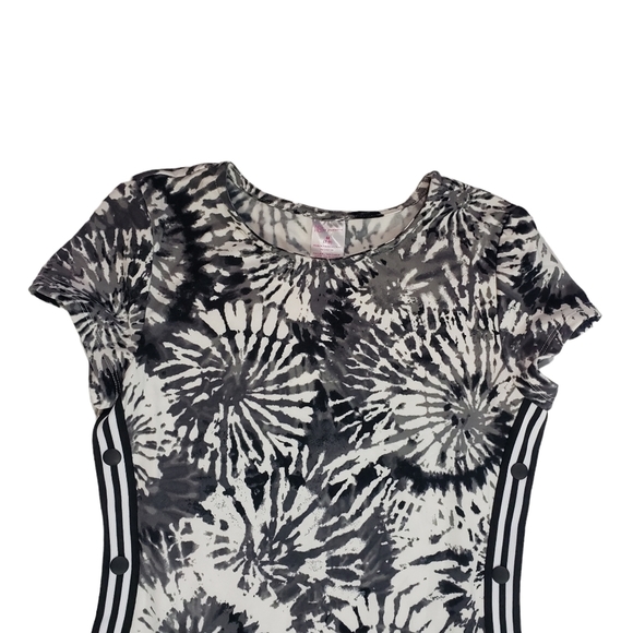 Gray White Tie Dye Bodycon T-Shirt Dress Juniors Sz Med 7-9 Crewneck Stretchy - Picture 6 of 16